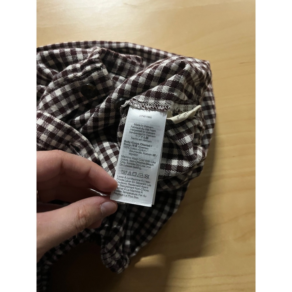 Madewell Womens Top XS Brown Gingham Cottagecore Boho Granola 100% Cotton - Picture 8 of 9